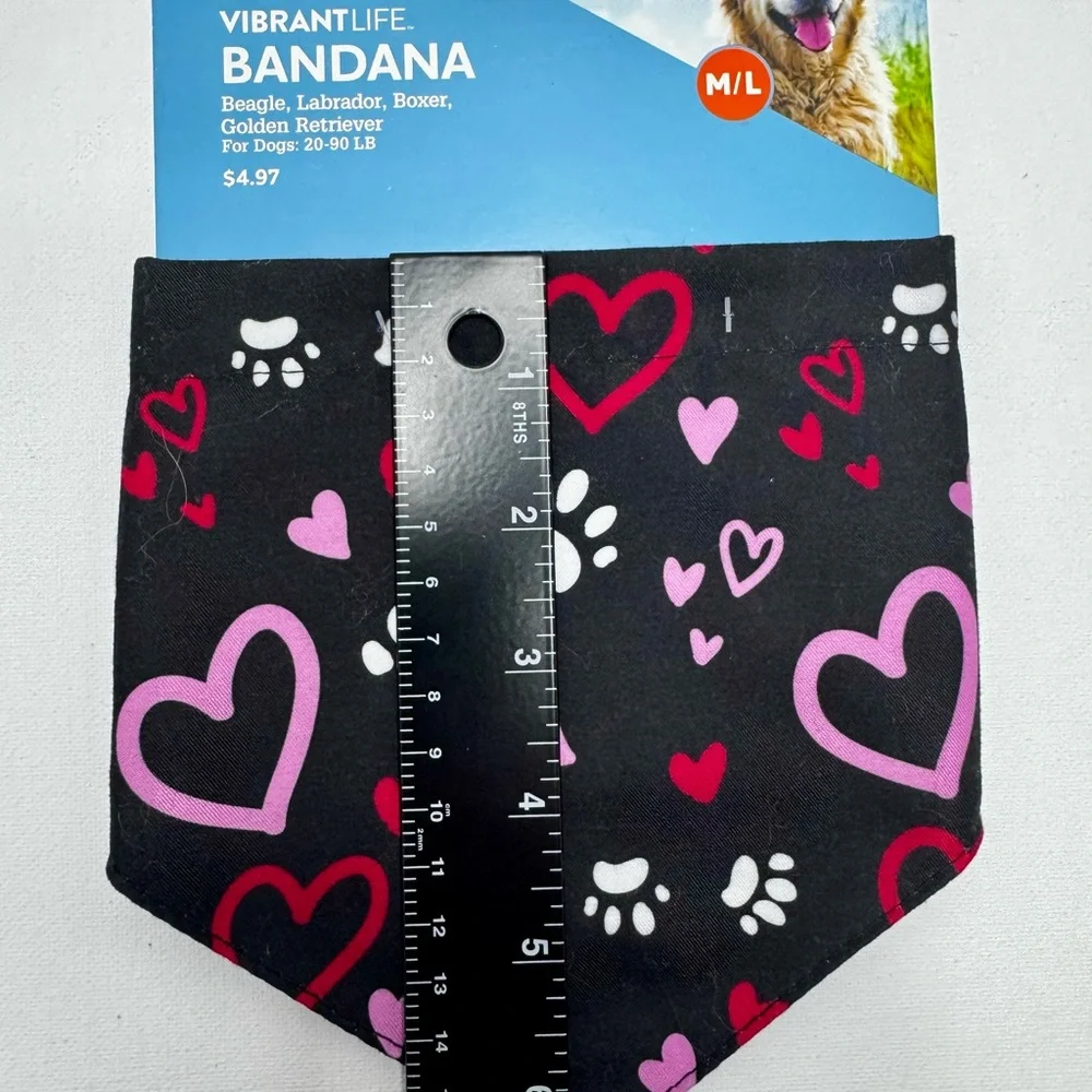 Charming Hearts and Paws Dog Bandana - Black and Pink